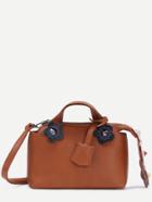 Shein Brown Pu Flower Studded Embellished Zipper Convertible Bag