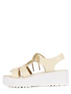 Shein Apricot Faux Leather Open Toe Platform Gladiator Sandals