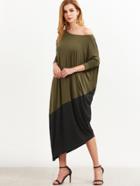 Shein Contrast Dolman Sleeve Asymmetric Cocoon Dress