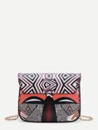 Shein Geometric Print Pu Chain Bag