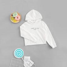 Shein Girls Letter Print Hoodie Sweatshirt