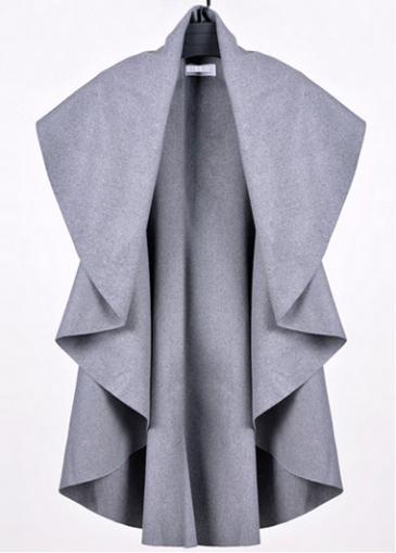 Rosewe Vogue Solid Grey Sleeveless Turndown Collar Trench Coat