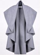 Rosewe Vogue Solid Grey Sleeveless Turndown Collar Trench Coat