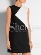 Shein Black White Sleeveless Color Block Dress