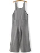 Shein Grey Front Pocket Knit Overall Pants
