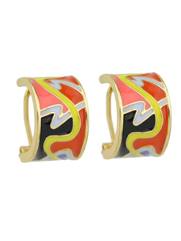 Shein Red Enamel Hoop Brand Earrings