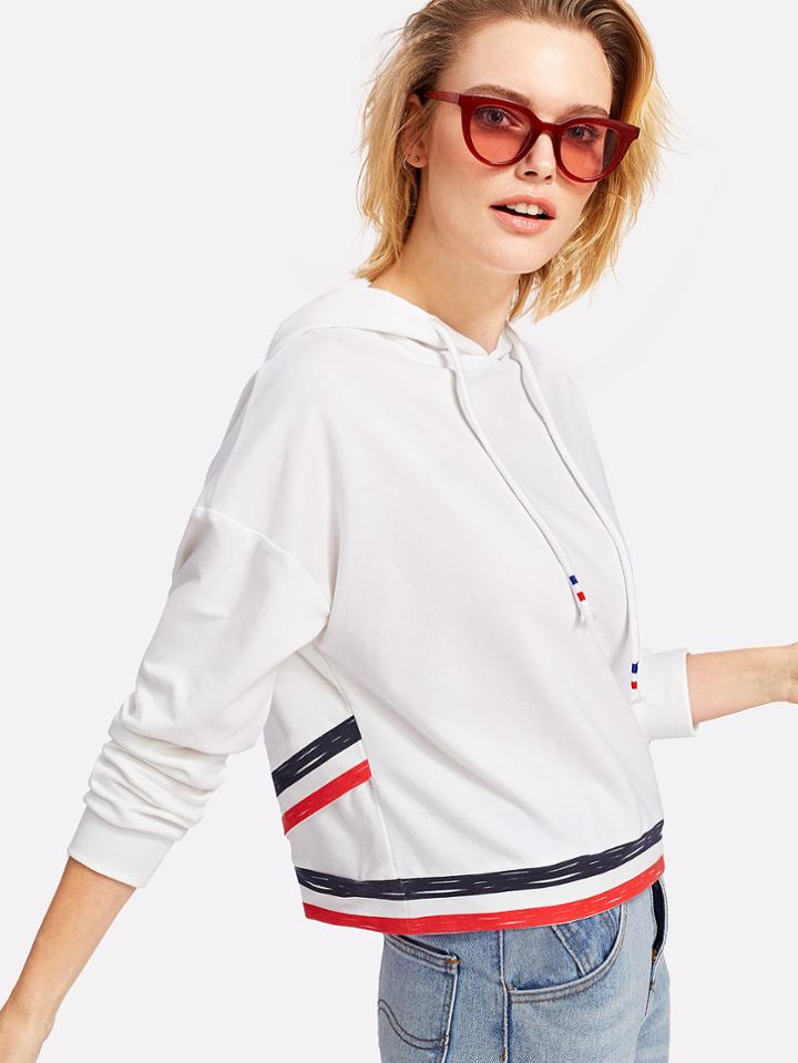 Shein Overlap Back Striped Hoodie