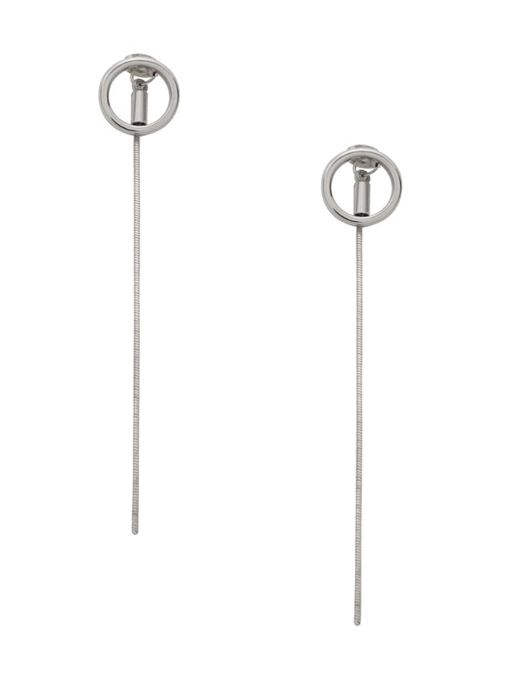 Shein Silver Circle Long Chain Stud Earrings
