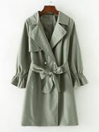 Shein Faux Pearl Detail Trench Coat With Belt