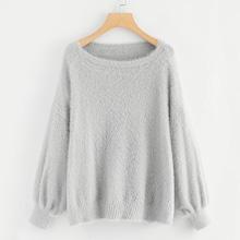 Shein Lantern Sleeve Fuzzy Sweater
