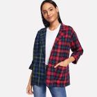 Shein Plaid Single Button Colorblock Outerwear