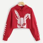 Shein Rabbit Print Crop Hoodie