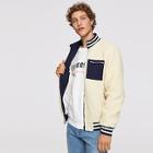 Shein Men Pocket Front Contrast Striped Trim Faux Fur Teddy Jacket