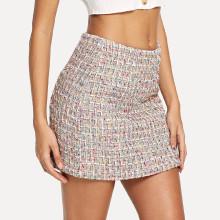 Shein Hidden Zipper Up Tweed Skirt