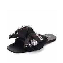 Shein Rhinestone Embellished Bow Slippers