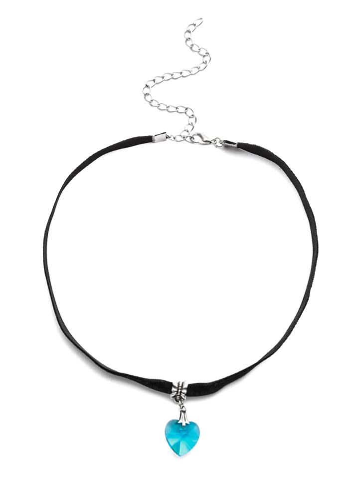 Shein Black Velvet Colored Heart Pendant Choker Necklace