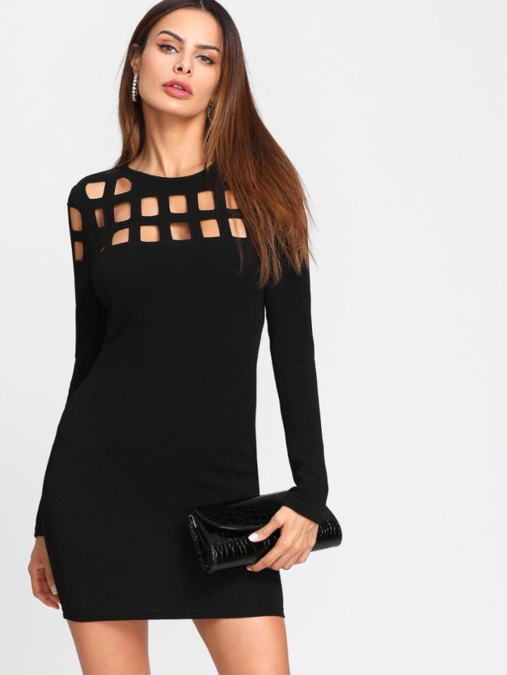 Shein Geo Cut Yoke Form Fitting Dress