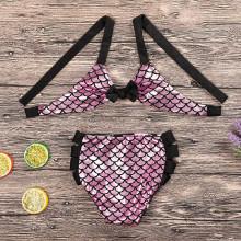 Shein Girls Bow Detail Printed Two Way Bikini Set