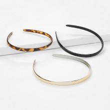 Shein Leopard & Plain Design Headband 3pcs