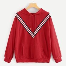 Shein Contrast Trap Hooded Sweatshirt
