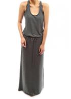 Rosewe Racerback Drawstring Waist Dark Grey Maxi Dress