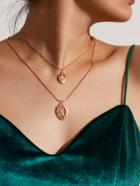 Shein Round Pendant Chain Necklace Set 2pcs