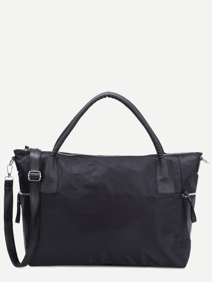 Shein Black Zip Embellished Travel Bag