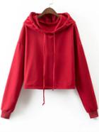 Shein Red Drop Shoulder Casual Sweatshirt