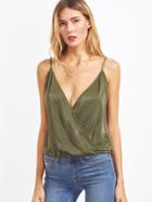 Shein Olive Green Surplice Front Cami Top