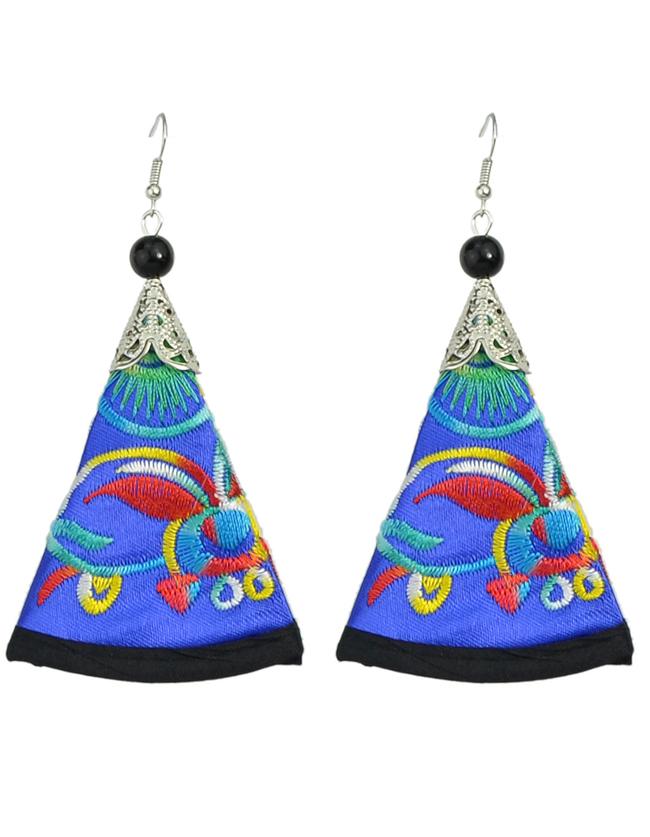 Shein Blue Artificial Triangle Pendant New Model Earrings