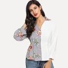 Shein Contrast Panel Single Breasted Blouse