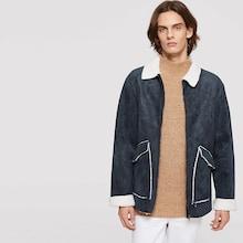 Shein Men Fleece Line Pocket Front Suede Jacket