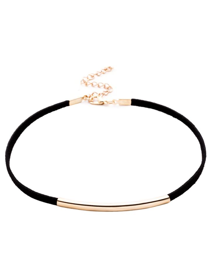 Shein Black Metal Trim Skinny Choker Necklace