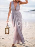 Shein Grey Beachwear Deep V Neck Multiway Infinity Maxi Dress