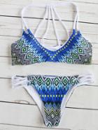Shein Geometric Print Strappy Back Bikini Set