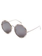 Shein Silver Frame Grey Lens Hollow Out Sunglasses
