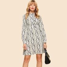 Shein 80s Frill Detail Snake Print Dress