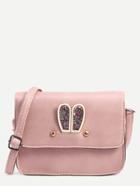 Shein Pink Glitter Rabbit Ears Embellished Flap Bag
