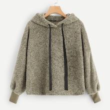 Shein Drawstring Teddy Hoodie