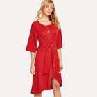 Shein Cut Out Front Knot Overlap Dress
