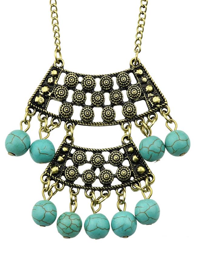 Shein Turquoise Long Pendant Necklace