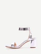 Shein Silver Metallic Open Toe Ankle Strap Chunky Sandals