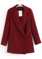 Rosewe Glamorous Button Closure Long Sleeve Wine Red Coat