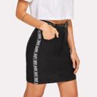 Shein Letter Tape Side Fitted Skirt