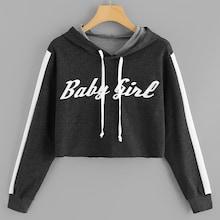 Shein Slogan Print Contrast Panel Hoodie