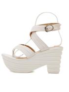Shein T-strap Crisscross Buckled White Chunky Sandals