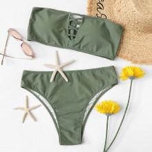 Shein Criss Cross Bandeau Bikini Set