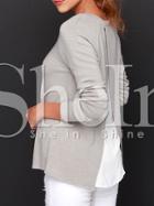 Shein Grey Long Sleeve Color Block T-shirt
