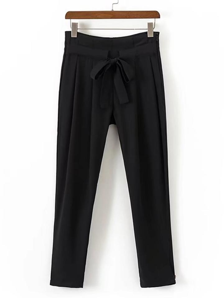 Shein Pleated Detail Self Tie Pants