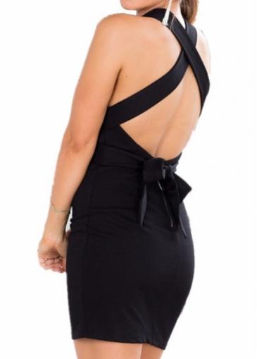 Rosewe Open Back Black Sleeveless Bodycon Dress